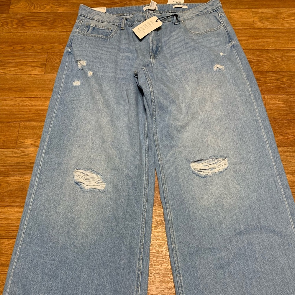Forever 21 Blue Flare Wide Leg Jeans Blokecore